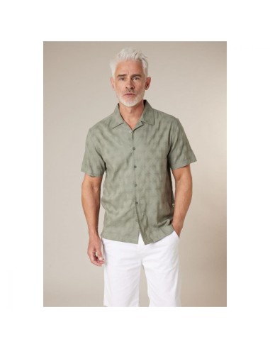 Chemise Coton Vert Motif Géométrique — Deeluxe