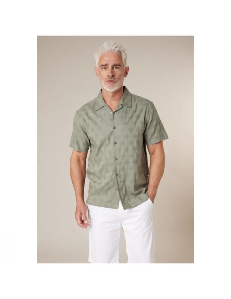 Chemise Coton Vert Motif Géométrique — Deeluxe