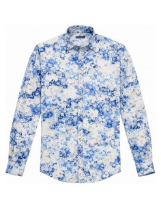 Chemise Adrien Motif Japonais Bleu – CIBLE ROUGE