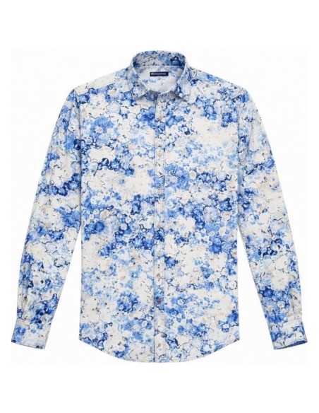 Chemise Adrien Motif Japonais Bleu – CIBLE ROUGE