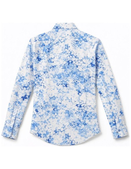 Chemise Adrien Motif Japonais Bleu – CIBLE ROUGE