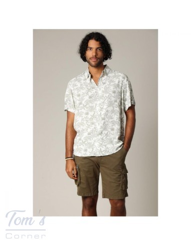 Chemise Tropicale Viscose Deeluxe — Blanc et Vert