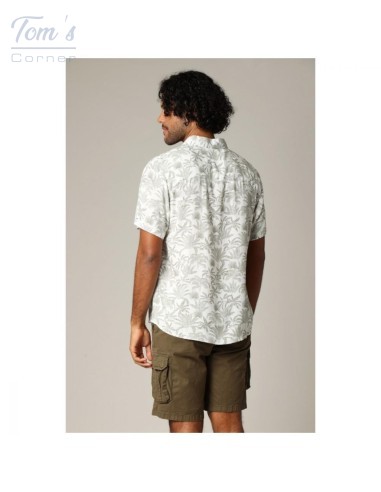 Chemise Tropicale Viscose Deeluxe — Blanc et Vert