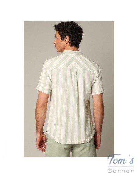 Chemise Rayée Coton Vert et Blanc — Deeluxe