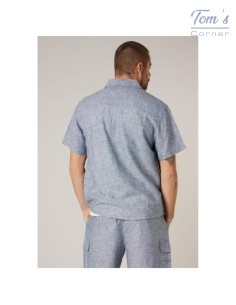 Chemise Lin Bleu Denim Manches Courtes — Deeluxe 2