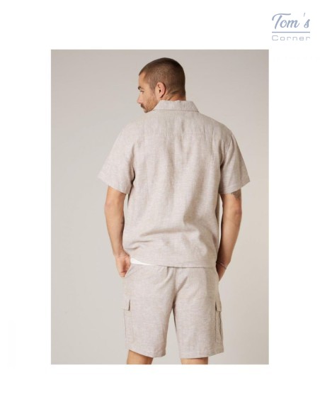 Chemise Lin Viscose Beige Homme — Deeluxe