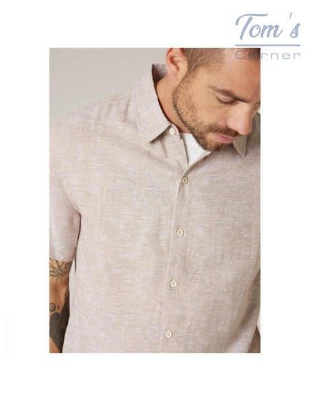 Chemise Lin Viscose Beige Homme — Deeluxe
