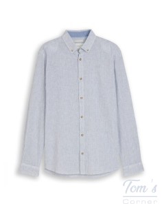 Chemise Lin Coton Rayée Blanc Bleu — TOM TAILOR
