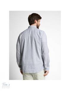 Chemise Lin Coton Rayée Blanc Bleu — TOM TAILOR 2